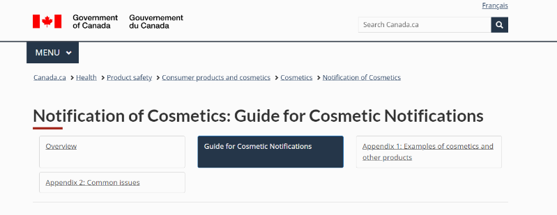 加拿大,化妆品,CNF,化妆品通报指南